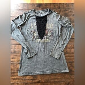 Affliction American Customs  women’s long sleeve graphic shirt size small